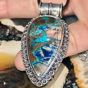 Chessylite Blue Spar Azurite Pendant 2 1/4”